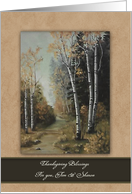Thanksgiving Blessings, Customize Name, Painting of Tree Lined Path card