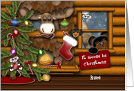 It Moose Be Christmas, Niece, Log Cabin Scene with Animals card