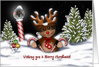 Christmas, Wishing You a Merry Christmas, Reindeer at the North Pole card