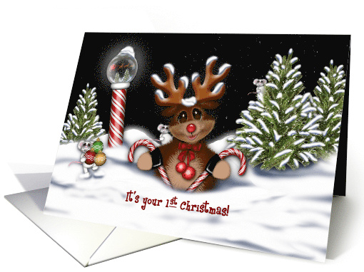 Christmas, 1st Christmas, Reindeer at the North Pole card (1585828)