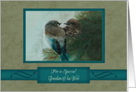 Christmas, For Grandson and his Wife, Birds in Tree Branch Art card
