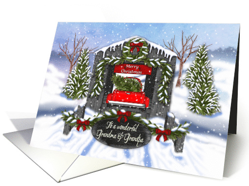 Merry Christmas, For Grandma and Grandpa, Old Covered Bridge card