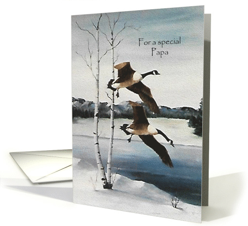 Christmas For Papa  Painting Flying Canadian Geese card (1588524)