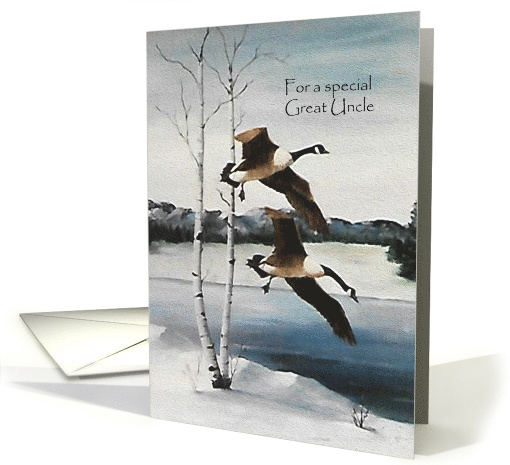 Christmas For a Great Uncle, Painting Flying Canadian Geese card