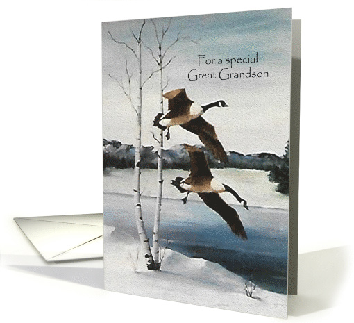 Christmas For a Great Grandson Painting Canadian Geese card (1588644)