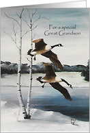 Christmas For a Great Grandson Painting Canadian Geese card