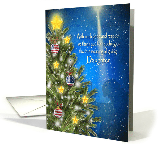 Military Christmas, Daughter, Patriotic Ornaments Pride, Respect card