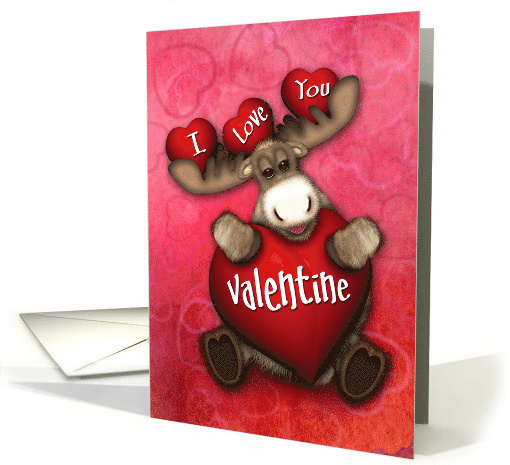 Valentine Moose Holding a Big Heart card (1597210)