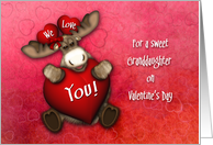 Valentine for a Granddaughter Moose Holding a Big Heart card