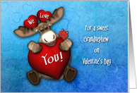 Valentine for a Grandnephew Moose Holding a Big Heart card