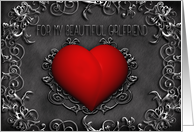 Valentine My Beautiful Girlfriend Valentine Red Heart Sliver Flourish card
