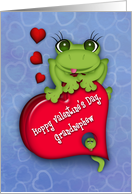 Valentine for a Grandnephew, Adorable Frog on a Heart Candy Box card