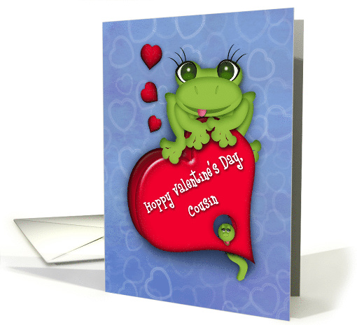 Valentine for a Cousin, Adorable Frog on a Heart Candy Box card