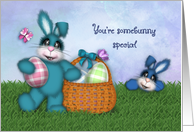 Easter for a Somebunny Special Adorable Bunnies, Basket ,Colored Eggs card