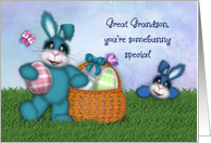 Easter for a Great Grandson, Adorable Bunnies Basket of Colored Eggs card