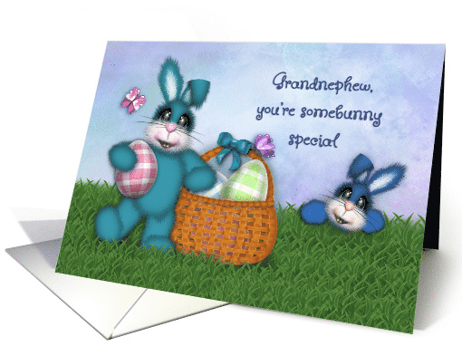 Easter for a Grandnephew, Adorable Bunnies Basket of Colored Eggs card