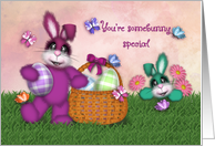 Easter for a Somebunny Speical Adorable Bunnies Basket Butterflies card