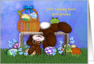 Easter for a Great Grandson, Adorable Bunny, Eggs, Flowers Frog Turtle card