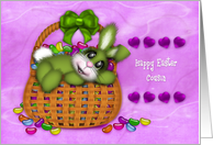 Happy Easter for a Cousin, Bunny Basket Full of Jelly Beans card