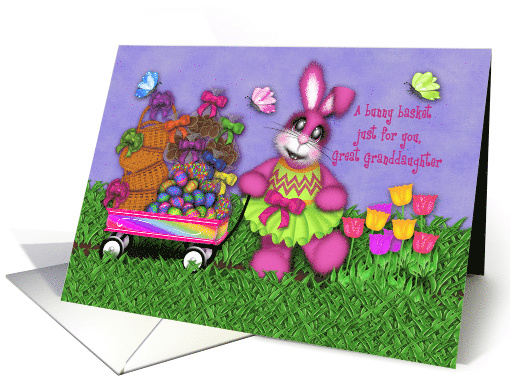 Easter for Great Granddaughter Pink Bunny Pulling Wagon... (1606874)