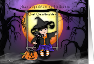 Halloween for a Great Granddaughter Little Witch on a Swing card