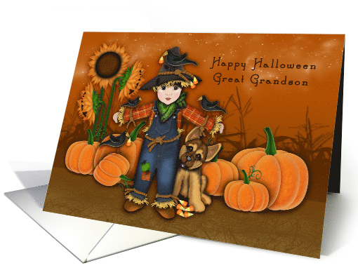 Halloween for a Great Grandson Scarecrow with His Puppy... (1642564)