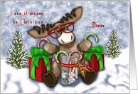 Christmas for Niece Moose with Glasses card
