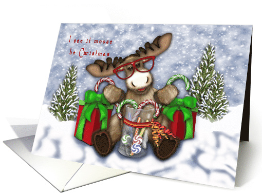 Christmas for a Young Child a Moose with Glasses card (1645610)