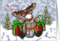 Christmas for a Young Child a Moose with Glasses card