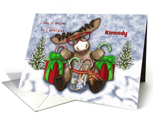 Christmas Customize with any Name a Moose with Glasses card (1645612)