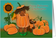 Halloween Stepdaughter Ethnic Girl in Pumpkin Patch card