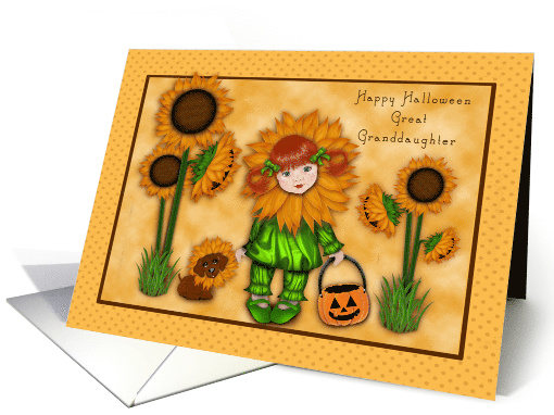 Halloween Great Granddaughter Sunflower Girl with Dachshund card
