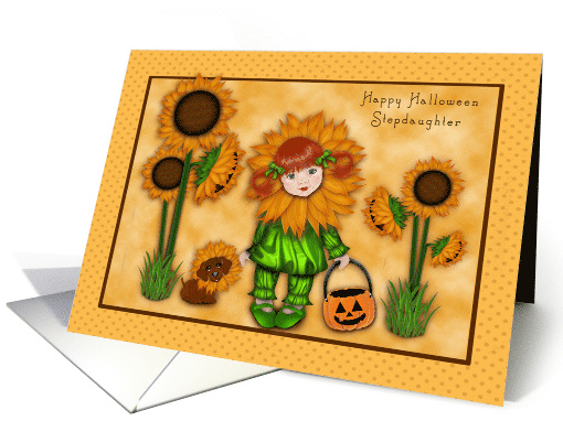 Halloween Stepdaughter Sunflower Girl with Dachshund card (1649998)