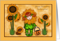 Halloween Goddaughter Sunflower Girl with Dachshund card