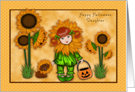 Halloween Daughter Sunflower Girl with Dachshund card
