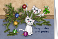 Christmas For a Great Grandson Mischievous Kittens card