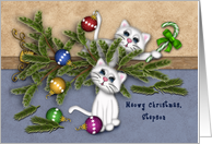 Christmas for a Stepson Mischievous Kittens card