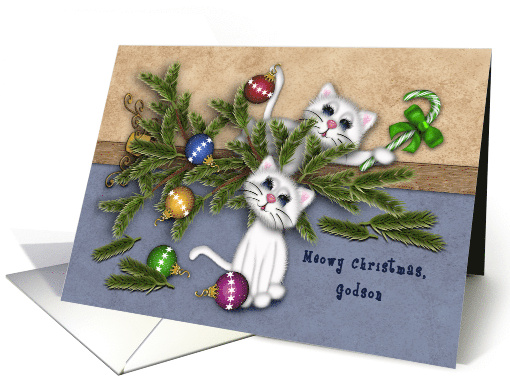 Christmas for a Godson Mischievous Kittens card (1651280)