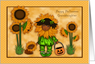 Halloween Granddaughter Sunflower Ethnic Girl with Dachshund card