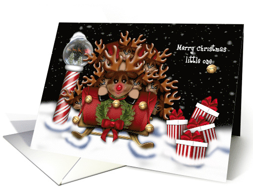 Christmas for Your Little One Nine Reindeer in Sleigh North Pole card