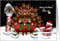 Christmas for Your Little One Nine Reindeer in Sleigh North Pole card