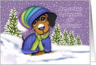 Christmas for a Great Granddaughter Dachshund Dressed for Winter card