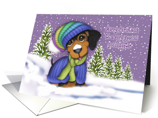 Christmas for a Goddaughter Dachshund Dressed for Winter card