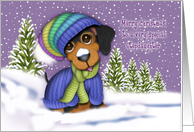 Christmas for a Stepdaughter Dachshund Dressed for Winter card