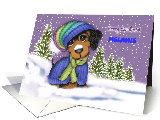 Christmas Customize with Any Name Dachshund Dressed for Winter card