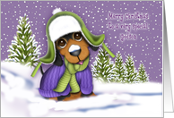 Christmas for a Godson Dachshund Dressed for Winter card