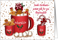 Christmas for a Stepdaughter Ethnic Girl in a Cup of Coco card