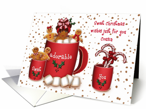 Christmas for a Cousin Ethnic Girl in a Cup of Coco card (1659600)