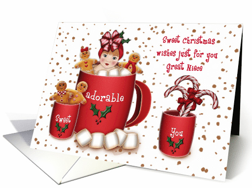 Christmas for a Great Niece Girl in a Cup of Coco card (1659610)