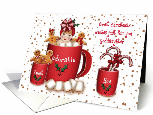 Christmas for a Goddaughter Girl in a Cup of Coco card (1659614)